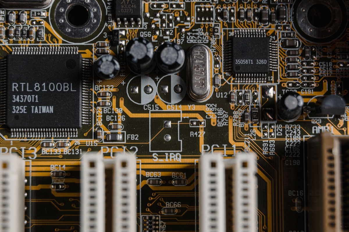 Close-up of advanced semiconductor chip on white background