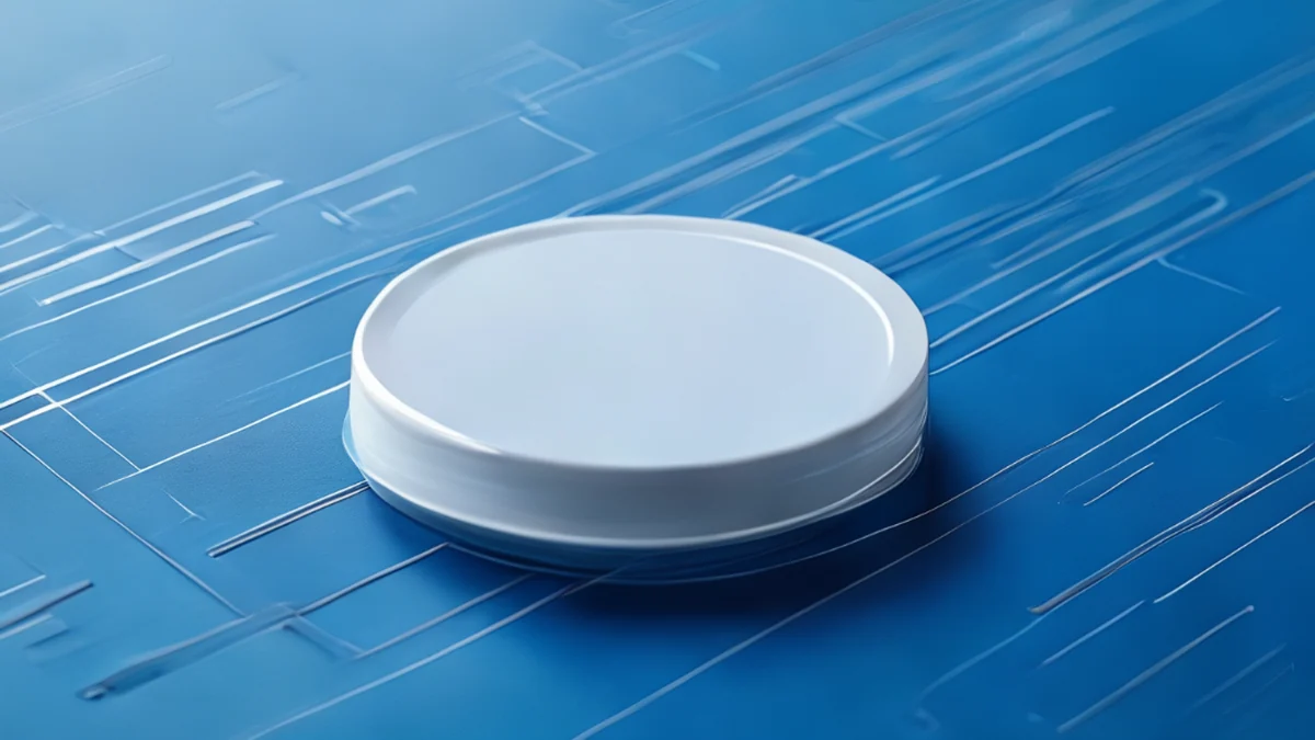 Surface homogène et structure claire d'un disque de céramique électrolyte solide.
